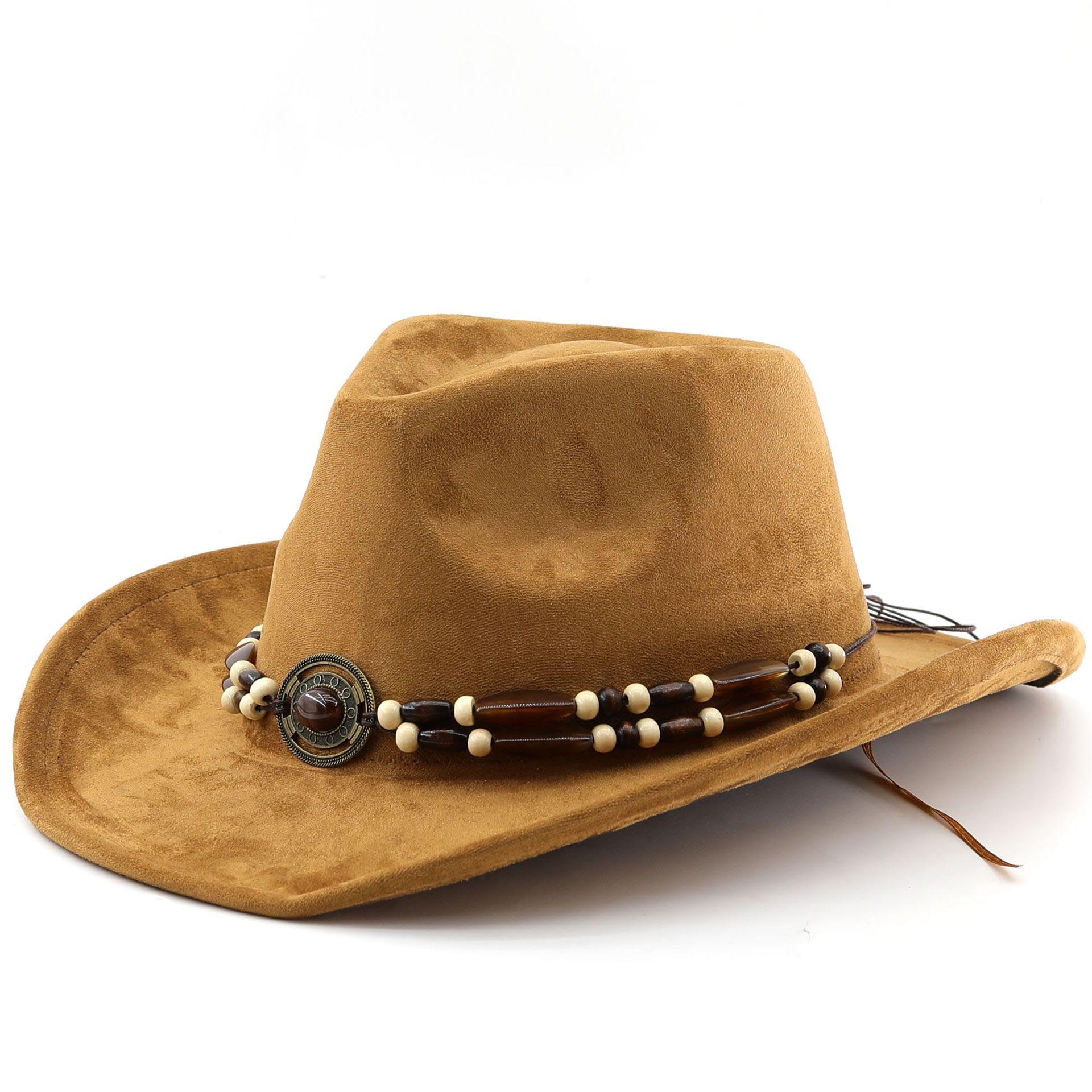 Unisex Western Cowboy Outdoor Suede Felt Hat Sun Protection Hat-Unitsen