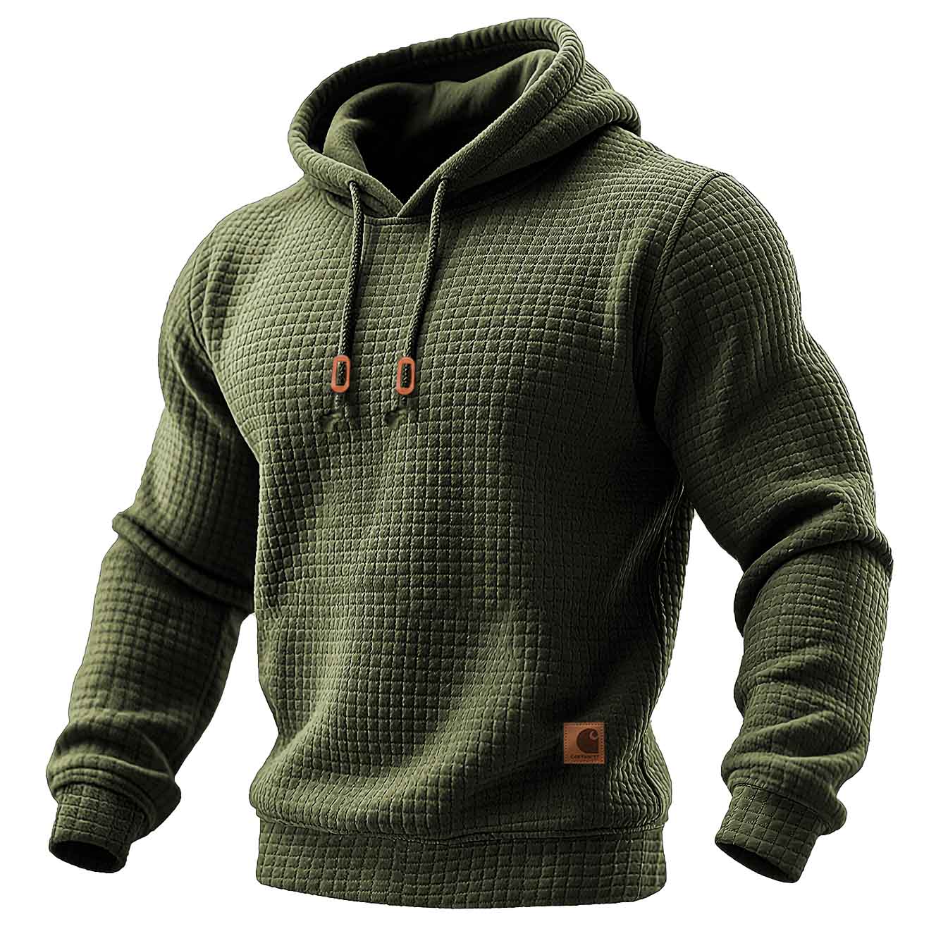 Men's Quilted Waffle Outdoor Sports Solid Color Long Sleeve Daily Tops Hoodie-Unitsen