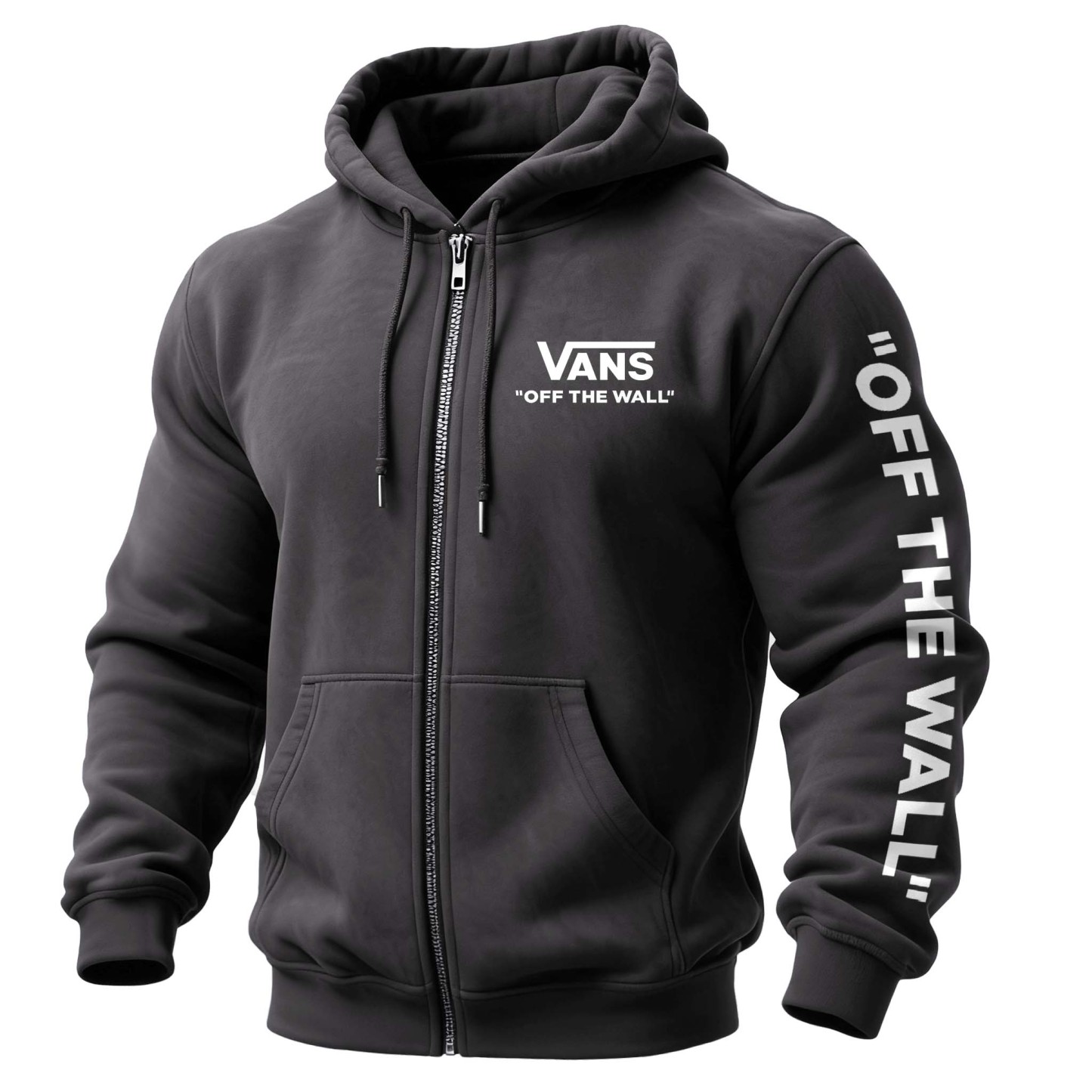 Men's Vintage Off The Wall Print Pocket Full-Zip Long Sleeve Hoodie Jacket-Unitsen