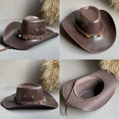 Western Cowboy Hat Outdoor Sun Protection Sun Travel Hat-Unitsen
