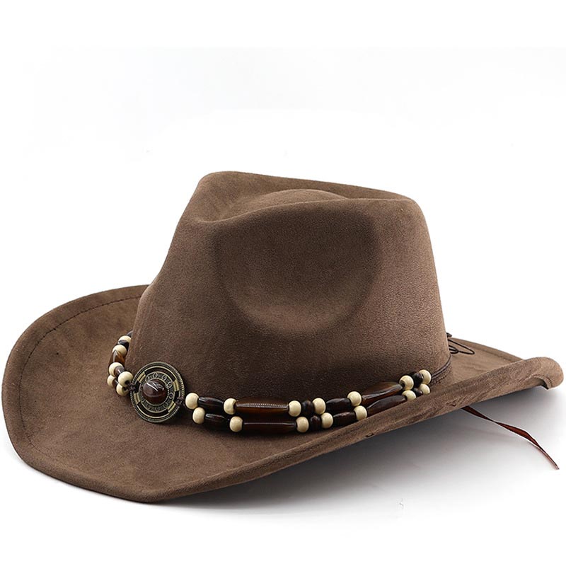 Unisex Western Cowboy Outdoor Suede Felt Hat Sun Protection Hat-Unitsen