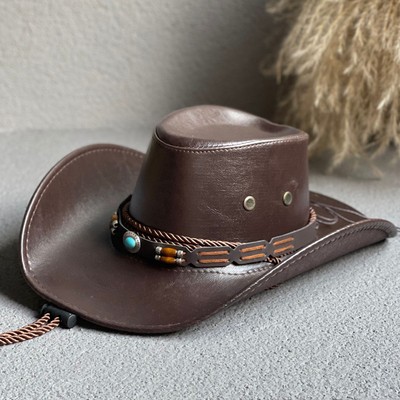 Western Cowboy Hat Outdoor Sun Protection Sun Travel Hat-Unitsen