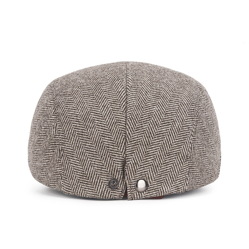 Herringbone Casual Warm Peaked Cap British Retro Progressive Hat-Unitsen