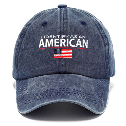 Unisex I Identify As An American Flag 4th Of July Washed Cotton Sun Hat Vintage Print Casual Cap-Unitsen