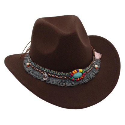 Unisex Western Cowboy Outdoor Felt Hat Sun Hat-Unitsen