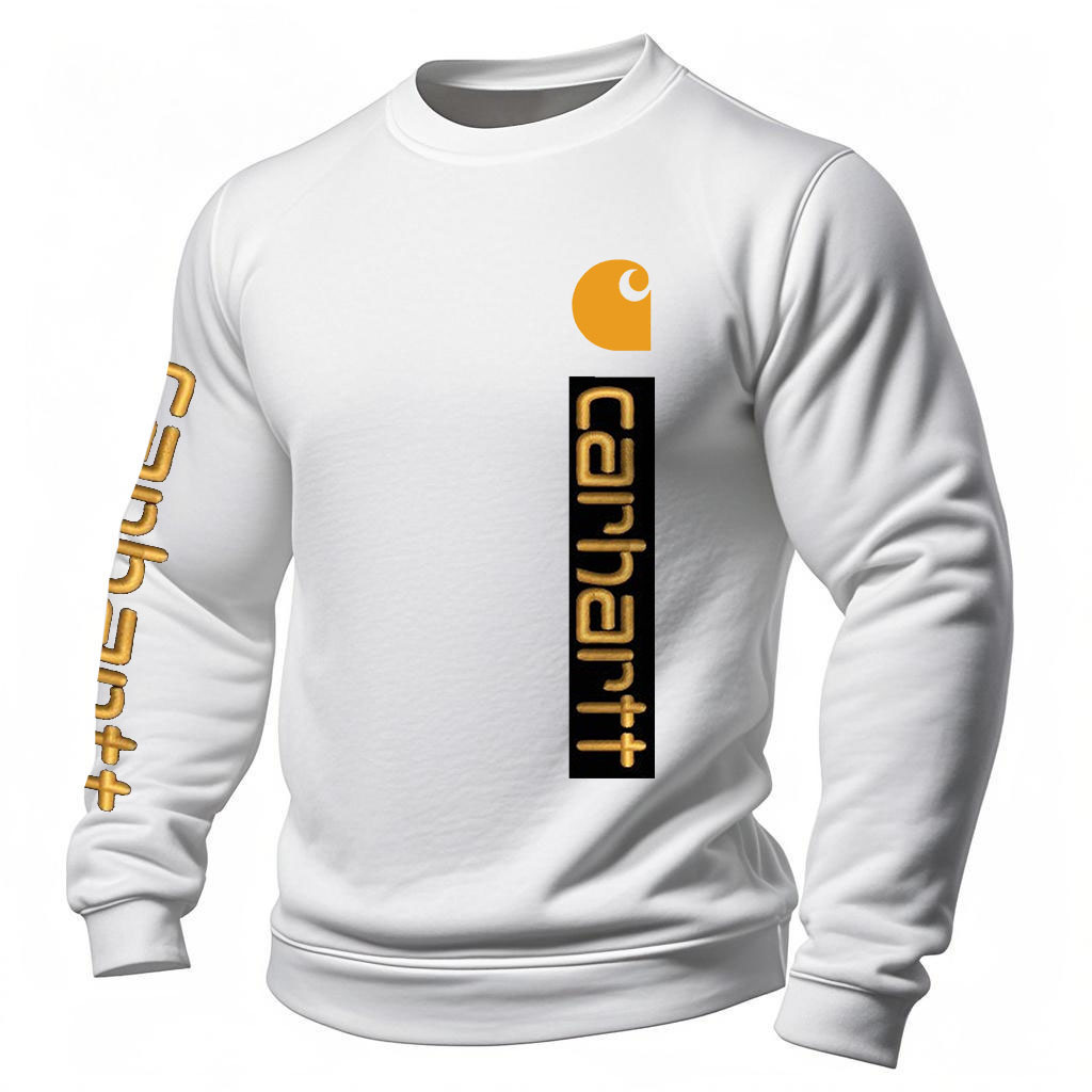 Men's Vintage Letter Print Long Sleeve Crew Neck Sweatshirt-Unitsen