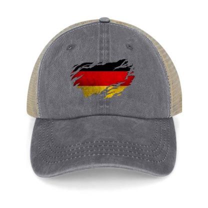 Vintage German Flag Washed Cotton Panel Mesh Sun Hat-Unitsen