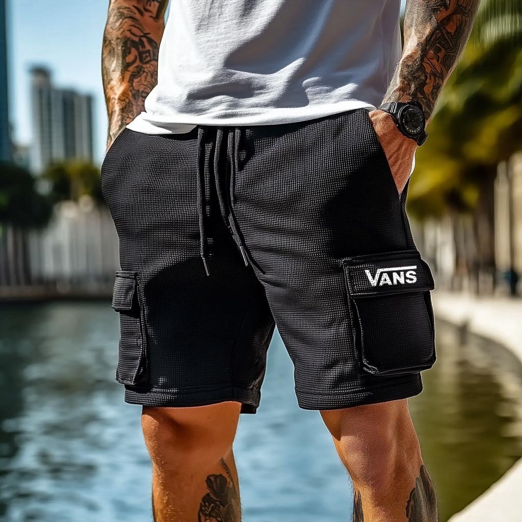 Vans Men's Vintage Surf Waffle Knit Multi-Pocket Casual Walkshort Elastic Shorts-Unitsen