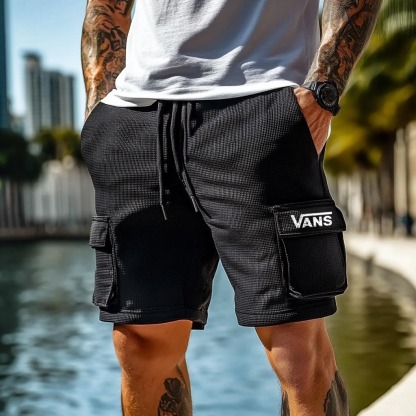 Vans Men's Vintage Surf Waffle Knit Multi-Pocket Casual Walkshort Elastic Shorts-Unitsen
