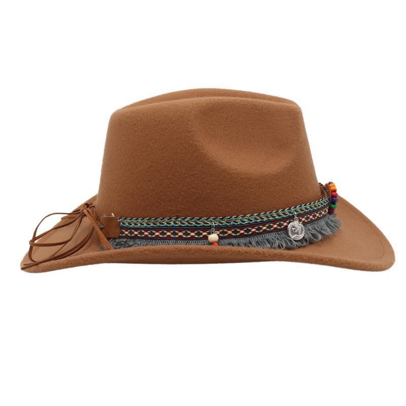 Unisex Western Cowboy Outdoor Felt Hat Sun Hat-Unitsen