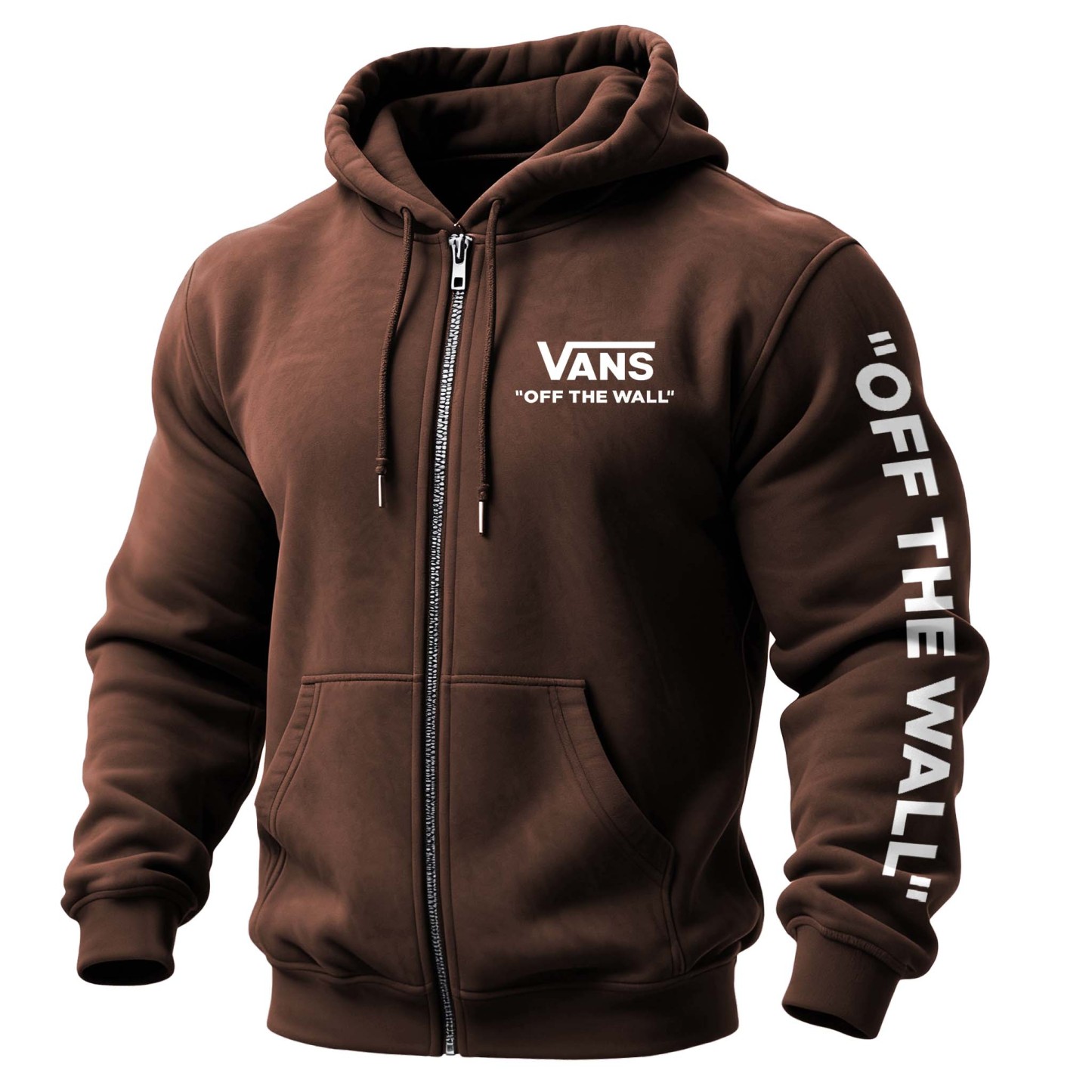 Men's Vintage Off The Wall Print Pocket Full-Zip Long Sleeve Hoodie Jacket-Unitsen