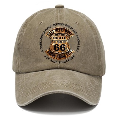 Route 66 Road Trip Print Washed Cotton Sun Hat Vintage Outdoor Casual Cap-Unitsen