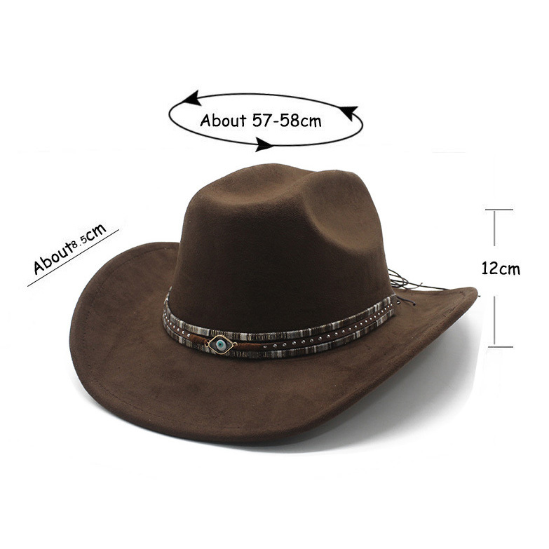 Unisex Vintage Western Cowboy Ethnic Suede Hat-Unitsen