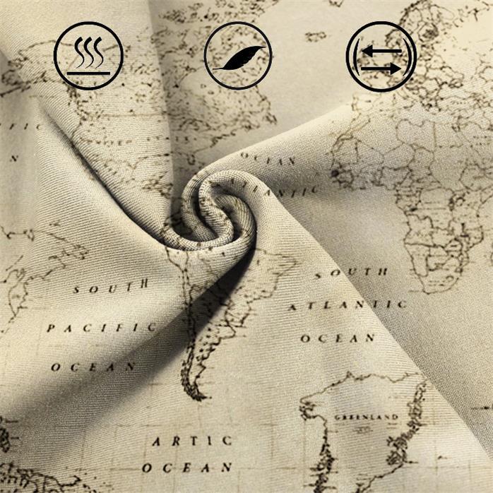 Men's Vintage World Map Route 66 Lace-Up Stand Collar T-Shirt-Unitsen