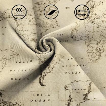 Men's Vintage World Map Route 66 Lace-Up Stand Collar T-Shirt-Unitsen