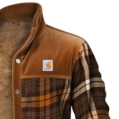 Men's Vintage Western Cowboy Plaid And Fleece Jacket-Unitsen