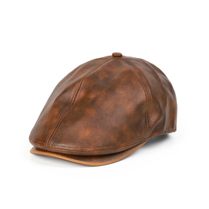 Retro PU Leather British Style Forward Hat-Unitsen