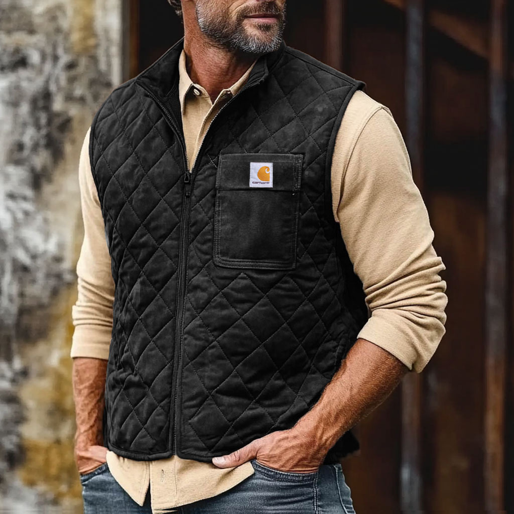 Carhartt Men's Vintage Suede Quilted Zip Vest Jacket-Unitsen