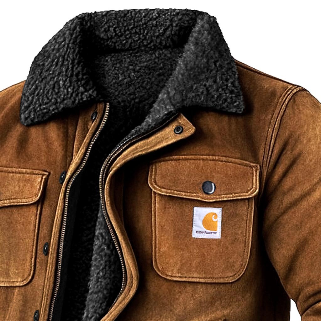 Carhartt Men's Vintage Western Cowboy Suede Fleece Warm Jacket-Unitsen