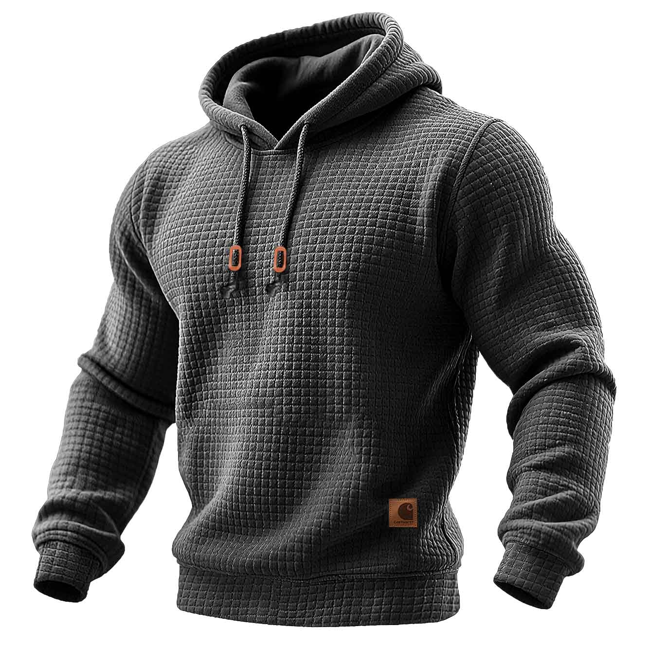 Men's Quilted Waffle Outdoor Sports Solid Color Long Sleeve Daily Tops Hoodie-Unitsen