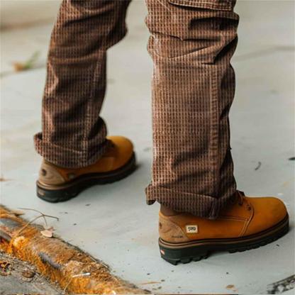 Men's Vintage Waffle Knitted Outdoor Cargo Pants Trousers-Unitsen