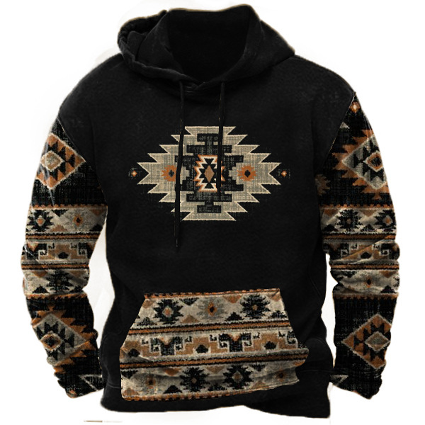 Men's Aztec Vintage Hoodie-Unitsen