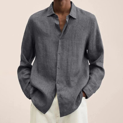 Men's Casual Long Sleeve Cotton Linen Shirt-Unitsen