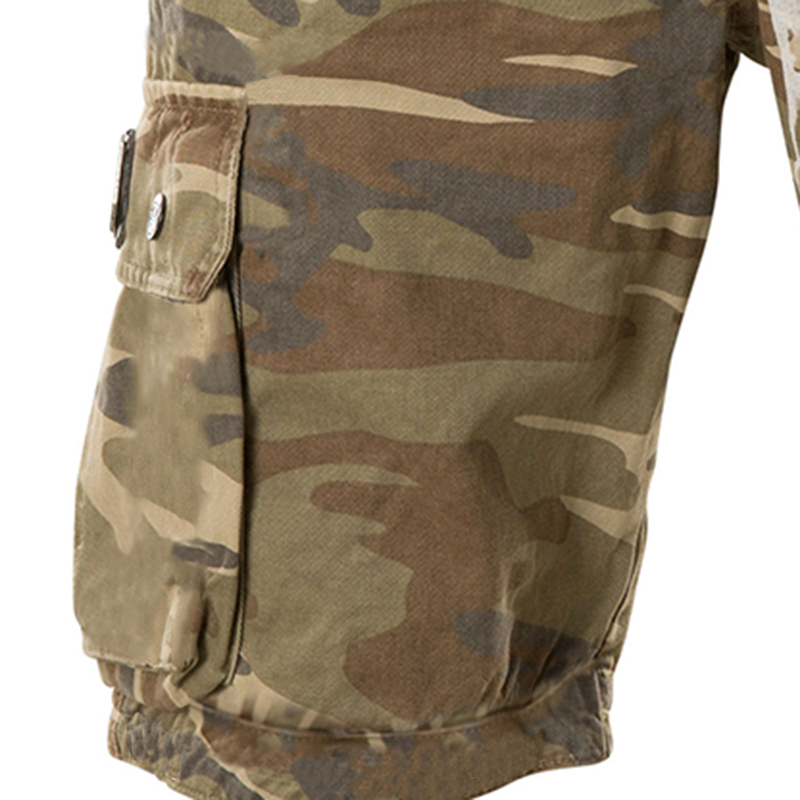 Skull Camouflage Print Men's Outdoor Multiple Pockets Tactical Shorts-Unitsen