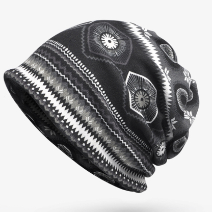 Ethnic Floral Double Use Outdoor Knitted Hat-Unitsen