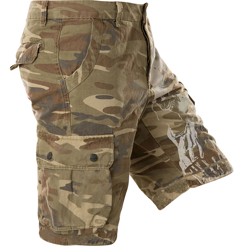 Skull Camouflage Print Men's Outdoor Multiple Pockets Tactical Shorts-Unitsen