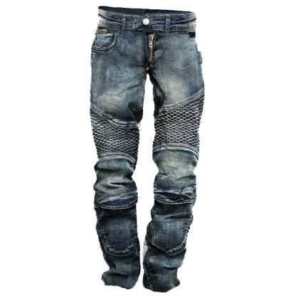 Men's Vintage Distressed Washed Biker Jeans-Unitsen