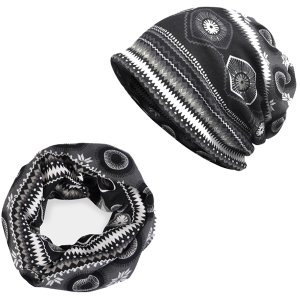 Ethnic Floral Double Use Outdoor Knitted Hat-Unitsen