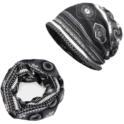 Ethnic Floral Double Use Outdoor Knitted Hat-Unitsen