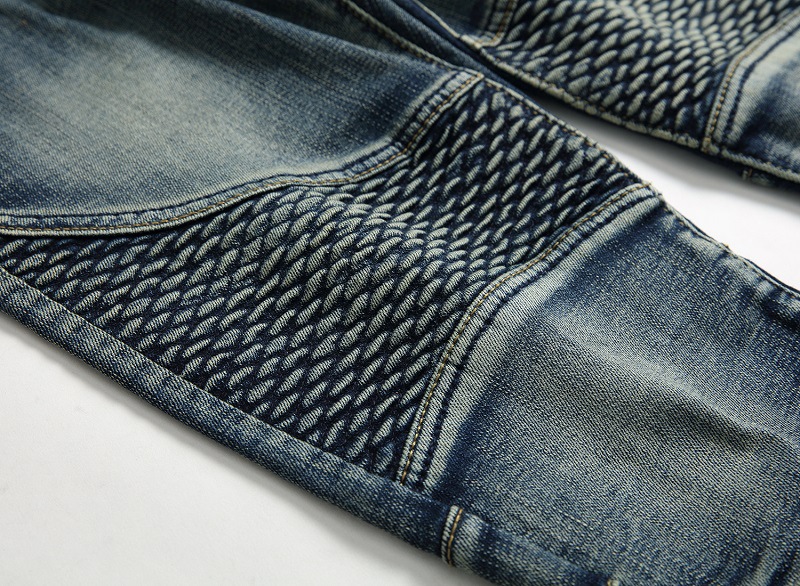 Men's Vintage Distressed Washed Biker Jeans-Unitsen