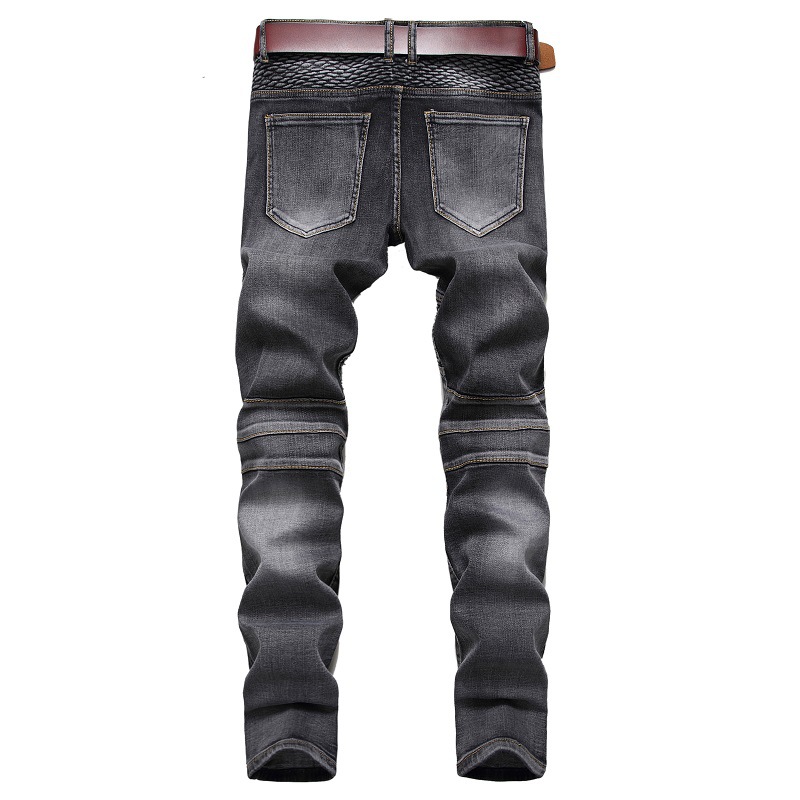 Men's Vintage Distressed Washed Biker Jeans-Unitsen