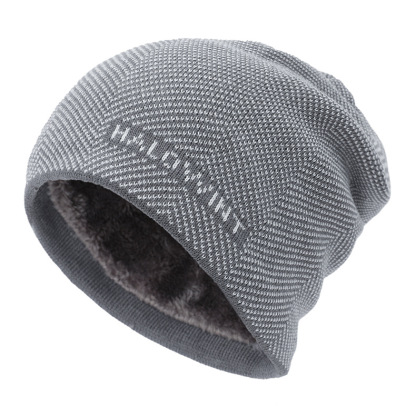 Velvet Thickened Hat Outdoor Letter Knitted Hat Autumn Winter Cycling Neck Protection Warm Woolen Hat-Unitsen