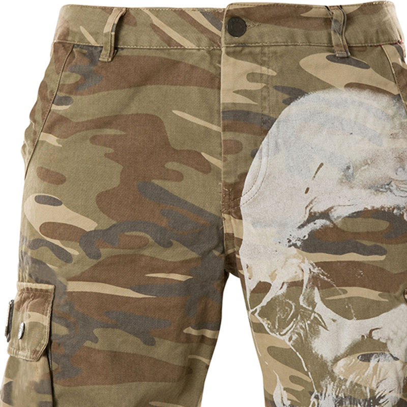 Skull Camouflage Print Men's Outdoor Multiple Pockets Tactical Shorts-Unitsen
