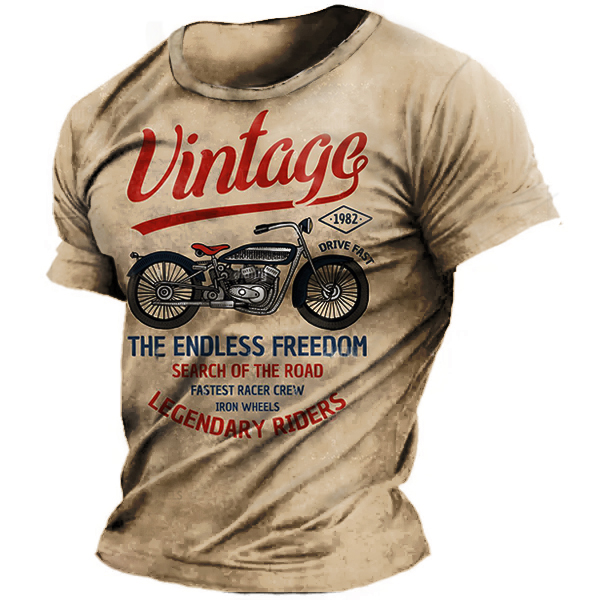 Men's Crewneck T-Shirt Plus Size Vintage Motorcycle Racing Short Sleeve Summer Top-Unitsen