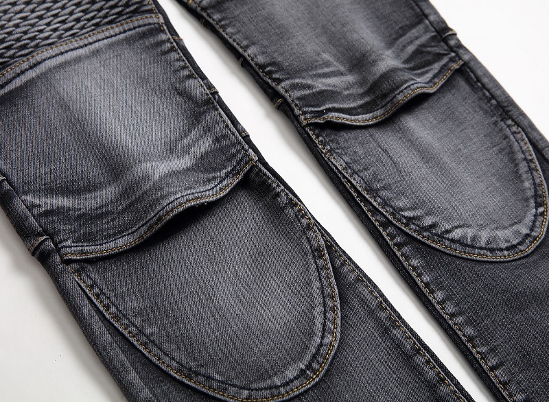 Men's Vintage Distressed Washed Biker Jeans-Unitsen