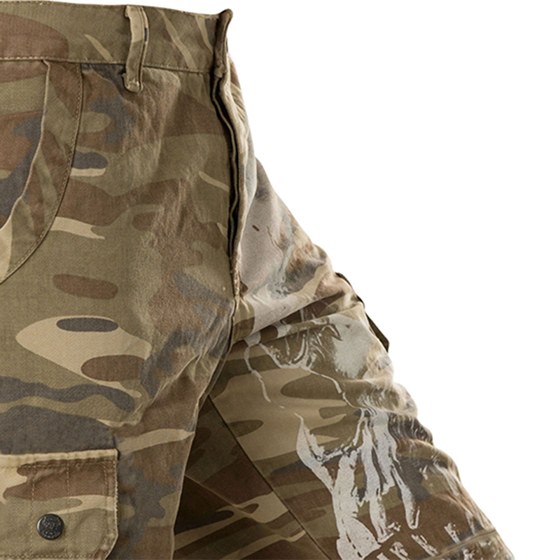 Skull Camouflage Print Men's Outdoor Multiple Pockets Tactical Shorts-Unitsen