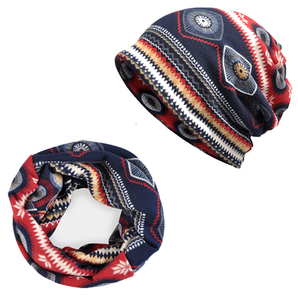 Ethnic Floral Double Use Outdoor Knitted Hat-Unitsen