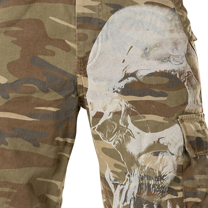Skull Camouflage Print Men's Outdoor Multiple Pockets Tactical Shorts-Unitsen