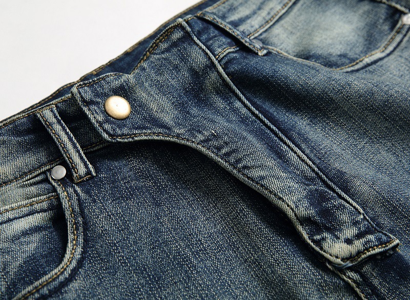 Men's Vintage Distressed Washed Biker Jeans-Unitsen