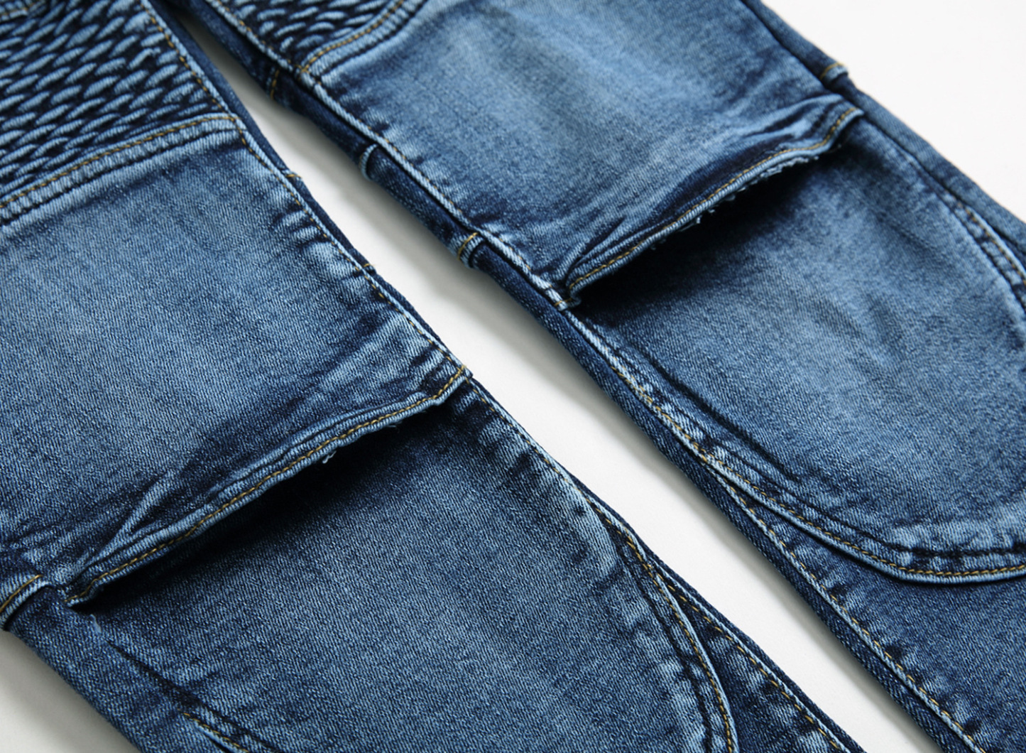 Men's Vintage Distressed Washed Biker Jeans-Unitsen