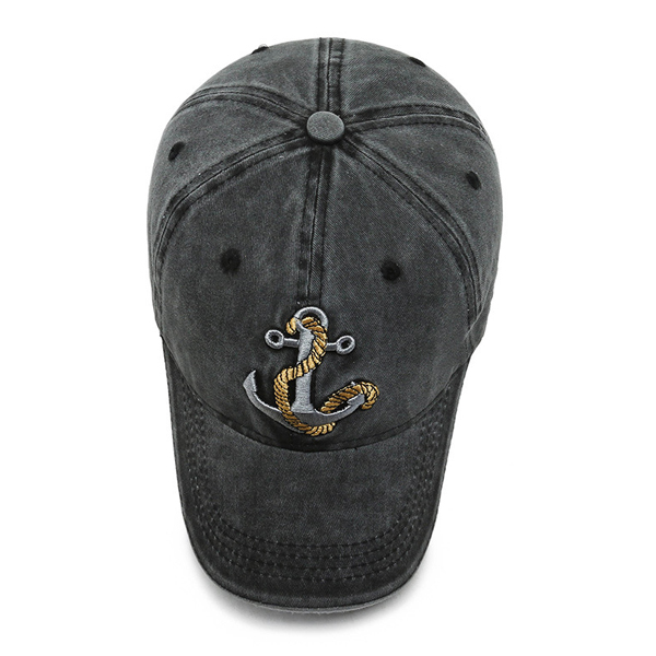 Men's Vintage Nautical Shipsight Embroidered Washed Sun Hat-Unitsen