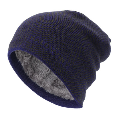 Velvet Thickened Hat Outdoor Letter Knitted Hat Autumn Winter Cycling Neck Protection Warm Woolen Hat-Unitsen