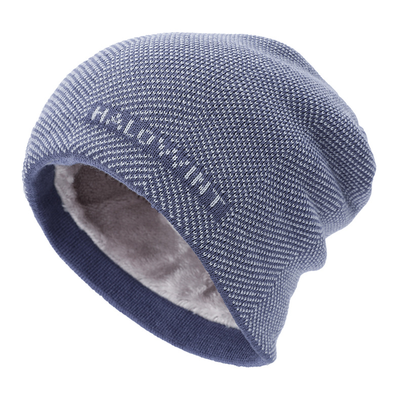 Velvet Thickened Hat Outdoor Letter Knitted Hat Autumn Winter Cycling Neck Protection Warm Woolen Hat-Unitsen