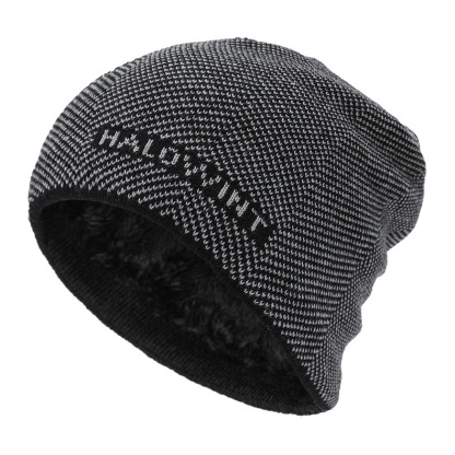 Velvet Thickened Hat Outdoor Letter Knitted Hat Autumn Winter Cycling Neck Protection Warm Woolen Hat-Unitsen