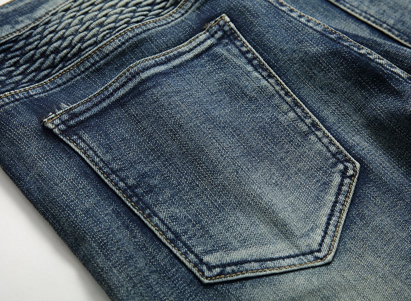 Men's Vintage Distressed Washed Biker Jeans-Unitsen