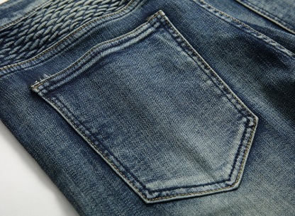 Men's Vintage Distressed Washed Biker Jeans-Unitsen